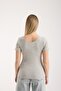 Women's Corded Fabric Ribbed Knit Patch Snap Button Short Sleeve Fitted Cotton T-Shirt 6001 - 3
