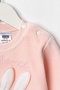 Baby Girl 3-6-9 Months Rabbit Embroidered Ribbed Cuff Collar Snap Fastener 2-Piece Set - 4