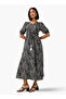 Abstract Print Off Shoulder Women Dress with Tie-Ups