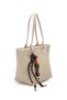 1040 Women's Wooden Bead Detailed Straw Hand and Shoulder Bag - 3