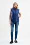 Blue Pocketed Mock Neck Pack Inflatable Zippered Women's Vest