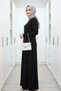 Hanife Dress Crystal Fabric Women's Black Dress with Stitching Detail and Waist-Fitted Skirt for Hijab Wear - 4
