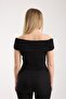 Women's Off Shoulder Bardot Neckline Draped Stretchy Cotton T-Shirt Blouse 6003 - 3