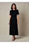 Pleated Midi Dress with Pearl Embellishment