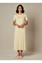 Pleated Midi Dress with Pearl Embellishment