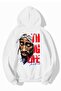 قصة فضفاضة 3 Thread Ş مبطن بالصوف K بغطاء رأس 2pac Tupac B مطبوع سويت شيرت كبير الحجم