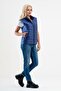 Blue Pocketed Mock Neck Pack Inflatable Zippered Women's Vest - 4
