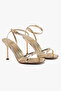 Nikita Gold Patent Leather Ankle Strap Thin Heeled Shoes - 6