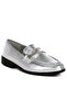 Women Metallic Faux Leather Flat Loafers in Silver