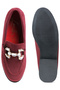 Women Diamante Embellished Horsebit Loafers in Burgundy - 5