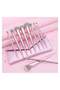 10-Piece Makeup Brush Set with PU Pouch Pink/Grey - 5