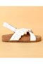 Velcro Closure Solid Color Sandals with Frill Detailing - White - 4