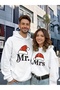 Unisex Dear Couple Combination New Year Mr. Printed Men's Oversized 100% Cotton Hooded Sweatshirt