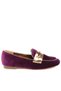 Women Penny Strap Velvet Loafers in Purple - 2