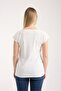 Women's Corded Fabric Ribbed Knit V-Neck Short Sleeve Comfortable Fit Stylish Basic Daily T-Shirt 6004 - 3