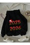 سويت شيرت للجنسين Goodbye 2025 مطبوع قصة فضفاضة بغطاء رأس مصنوع من القطن بنسبة 100%