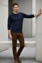 Men's High Waist Wide Leg Brown Jeans - 2