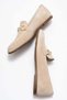 Women's Genuine Leather Loafers Buckle Detail Casual Shoes Beige Suede Livia - 8
