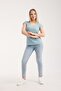 Women's Corded Fabric Ribbed Knit V-Neck Short Sleeve Comfortable Fit Stylish Basic Daily T-Shirt 6004 - 6