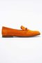 Women's Genuine Leather Loafers Buckle Detail Casual Shoes Orange Suede Livia - 6