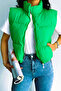 women's mock neck zip-up short puffer vest with side pockets - 2