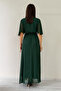 Women's Green Chiffon Short Sleeve Plus Size Dress - 8