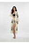 Kimono Kaftan Black Pyramid Patterned Stone Print 1 Piece Bohemian Bathrobe Unisex Muslin Fabric