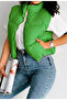 women's mock neck zip-up short puffer vest with side pockets