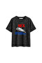 S3X Printed Relaxed Fit Washable Black Women's Tshirt