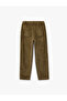 Regular Fit Pocketed Carrot Cut Corded Fabric Velvet Trousers - 4