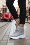 Women's Gray Winter Fur-Lined Waterproof Zippered Casual Boots Stylish Orthopedic Daily Bootie Boots