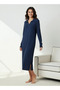 Night Dress with Long Sleeves and Collar - 2