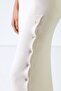 Ecru Buttoned Cashmere Pencil Women's Knitwear Skirt - 5