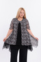 Elegant White Floral Print Tulle Fabric Inner Lining Short Sleeve Plus Size Special Design Blouse 5023 - 3
