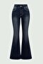 Cross Patch Back Pocket Detail Washed Spanish Leg Y2K Jeans - 3