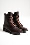 Women's Genuine Leather Lace-Up and Zipper Boots - Brown - 3