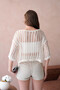 Women's Boat Neck Knit Detail Lace-Like Knit Knitwear Sweater 8277Sw - 6
