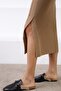 Camel Corded Fabric Cashmere Side Slit Women's Knitwear Skirt - 3