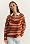 Women's Tile Polo Collar Striped Basic Knitwear Sweater 20258061 - 2