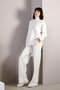 Ecru Long Sleeve Turtleneck Cashmere Women's Knit Sweater with String Detail on the Sides - 4