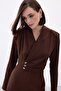 بذلة كريب مع إكسسوارات فيونكة - بني - 6