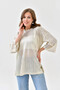 Women's Crew Neck Knit Detail Lace-Like Knit Oversized Knitwear Sweater 10762 - 6