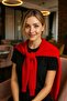 Red Soft Textured Knitwear Tied Sweater Shawl 50X65 cm - 2