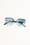 Sophia Black Metal Cat Eye Sunglasses | Blue Patterned Slim Stylish Details - 5