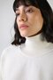 Ecru Long Sleeve Turtleneck Cashmere Women's Knit Sweater with String Detail on the Sides - 2