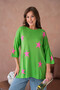 Women's Crew Neck Star Patterned Pearl Embroidered Ov Oversized Riko Sweater 12064 - 3