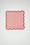 Red Pink Striped Red Embroidered Fabric Cocktail Napkin 1 Piece