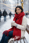 Soft Imported Soft Textured Women's Red Scarf, Shawl, Shoulder Wrap - 4
