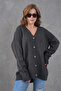 Women's V-Neck Button Closure Oversized Long Knitwear Cardigan 8596 - 6