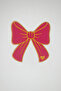 Ribbon-Shaped Fuchsia Fabric Orange Embroidered Cocktail Napkin 1 Piece
